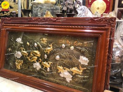 Tranh cửu ngư quần tụ bằng đồng