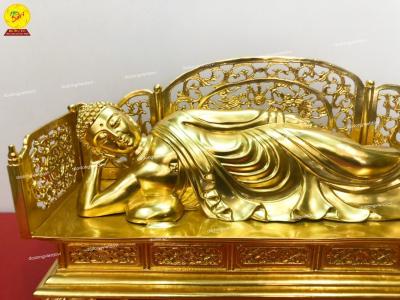 Tượng Phật Thích ca nhập niết bàn dát vàng 9999