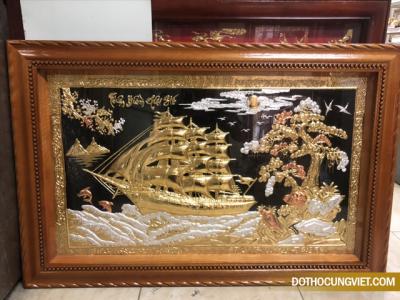 Tranh thuận buồm xuôi gió 76x116cm bằng đồng khảm tam khí