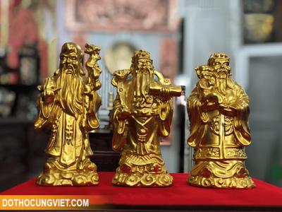 Bộ tượng Tam đa Phúc Lộc Thọ bằng đồng vàng đẹp tinh xảo