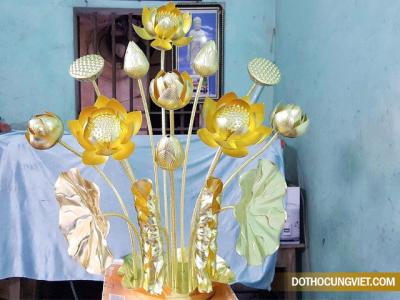 Đĩa hoa sen bằng đồng (ảnh thực tế)