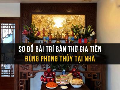 Sơ đồ bài trí bàn thờ gia tiên chuẩn phong thủy ngay tại nhà