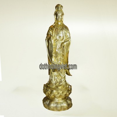 Tượng Phật Quan Âm đồng vàng cao 120cm